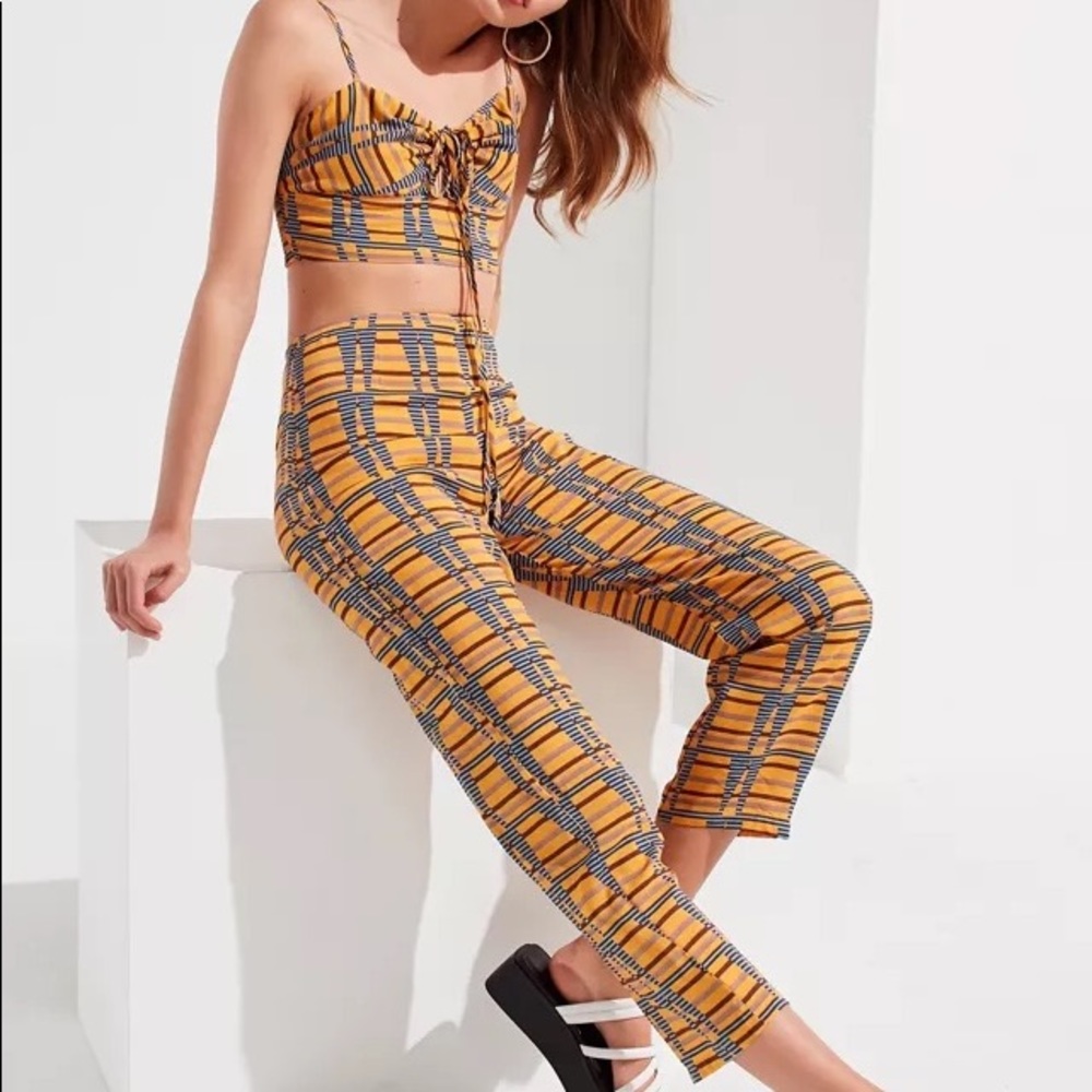 Urban Outfitters Dolores Tie Front Cropped Tank Top & Cropped Pant Set